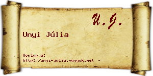 Unyi Júlia névjegykártya