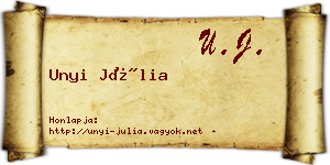 Unyi Júlia névjegykártya